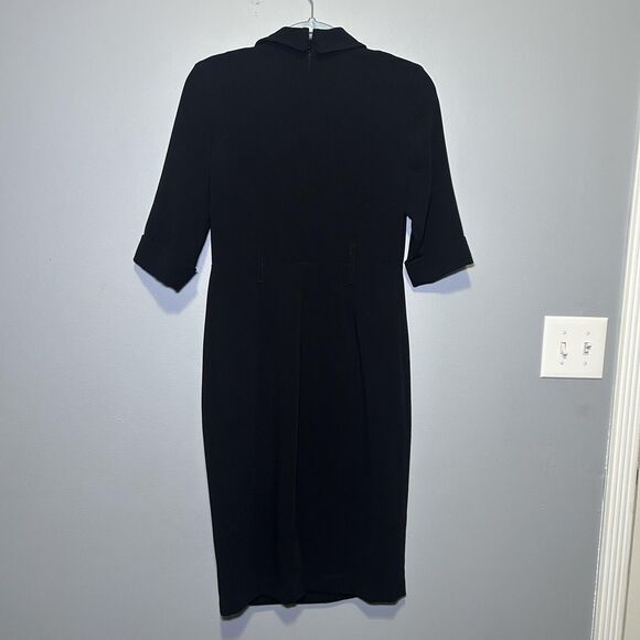 Donna Karan New York Dress Women's 6 Black Cowl Neck Sheath Belted Work Office - Picture 10 of 12